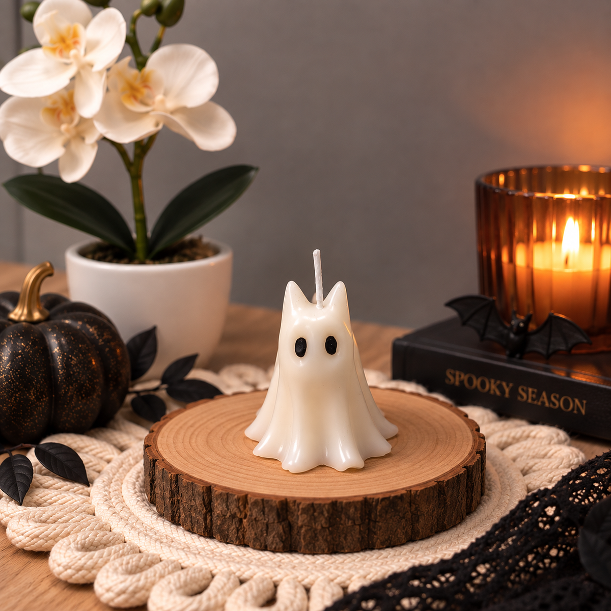 Vela gato fantasma Halloween