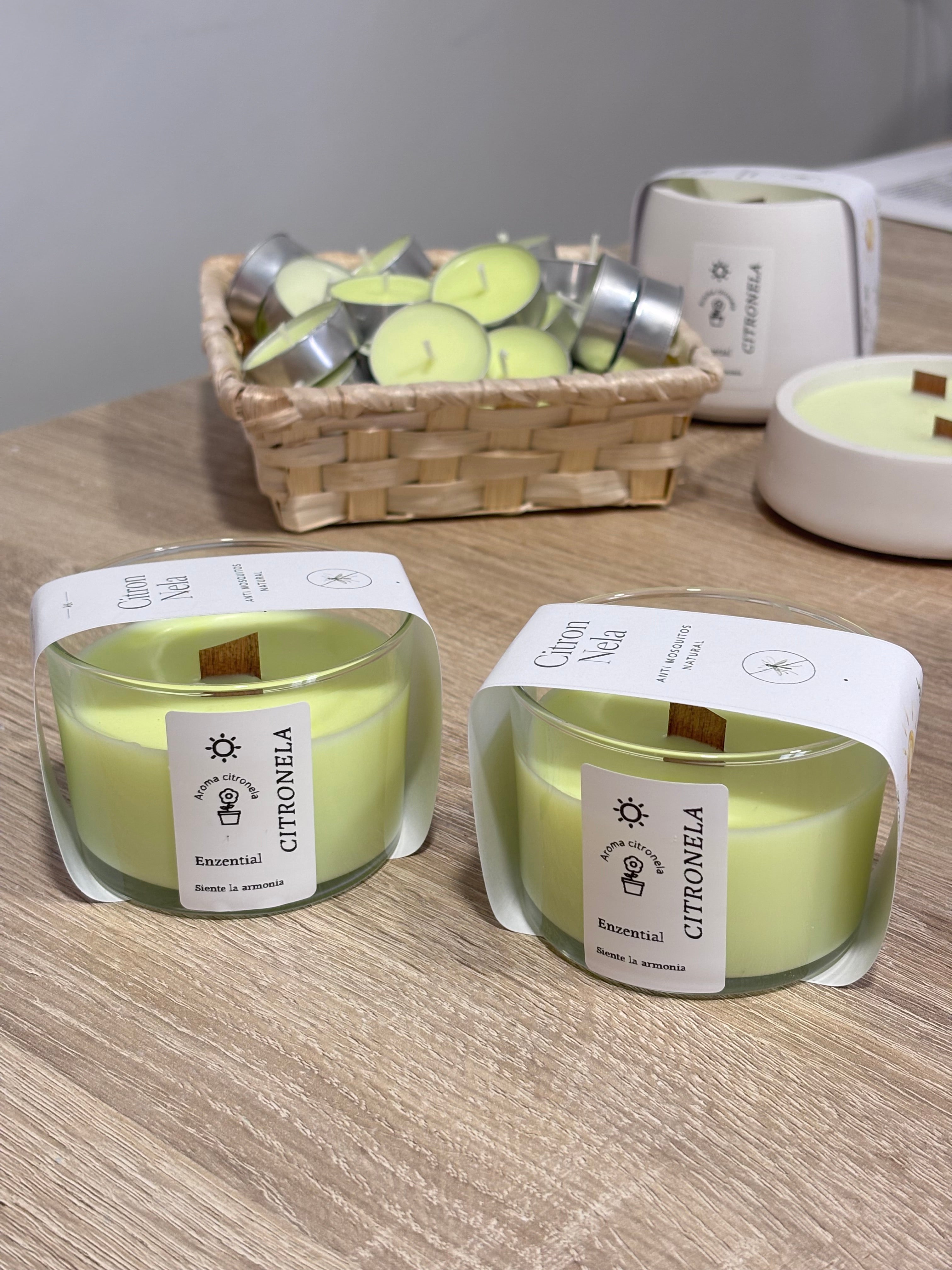 Vela citronella anti mosquitos natural 🌱 Citron Nela edición cristal