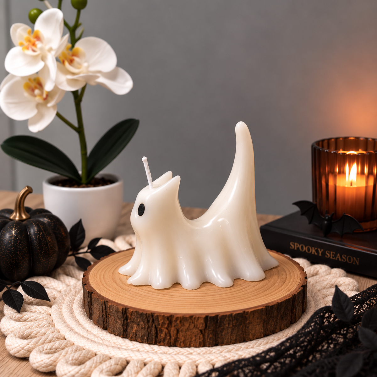 Vela gato fantasma Halloween