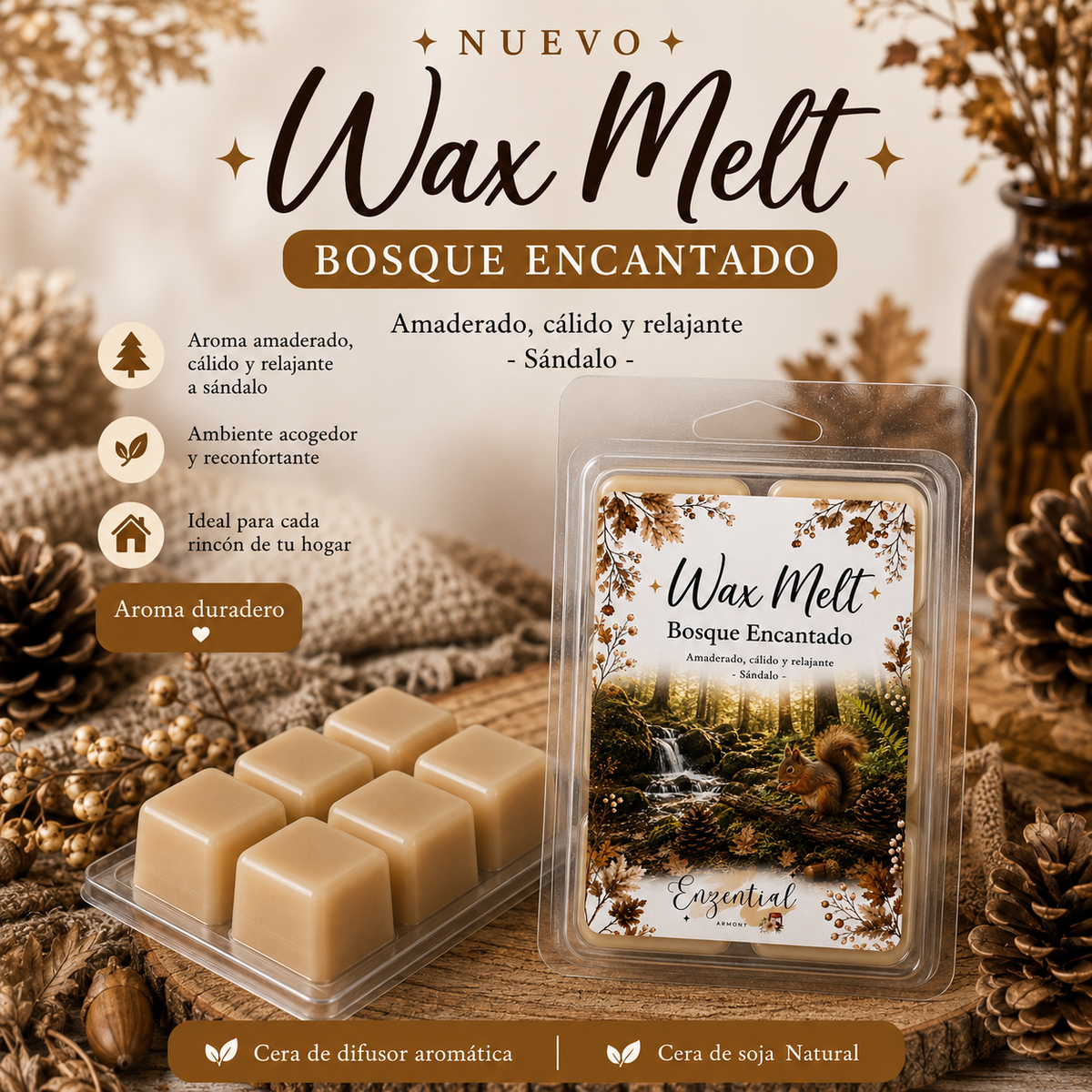 Wax Melt super aromático 🌳🪵Bosque encantado 🐿️