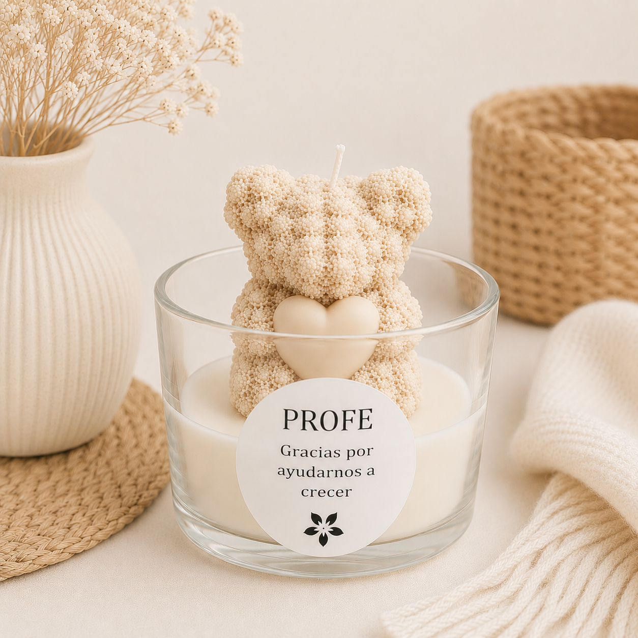 Vela Gracias Profe Teddy Candle aromática