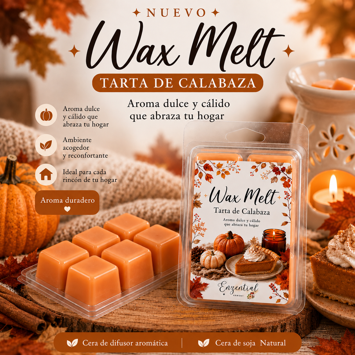 Wax Melt super aromático 🎃🍰 Tarta de calabaza